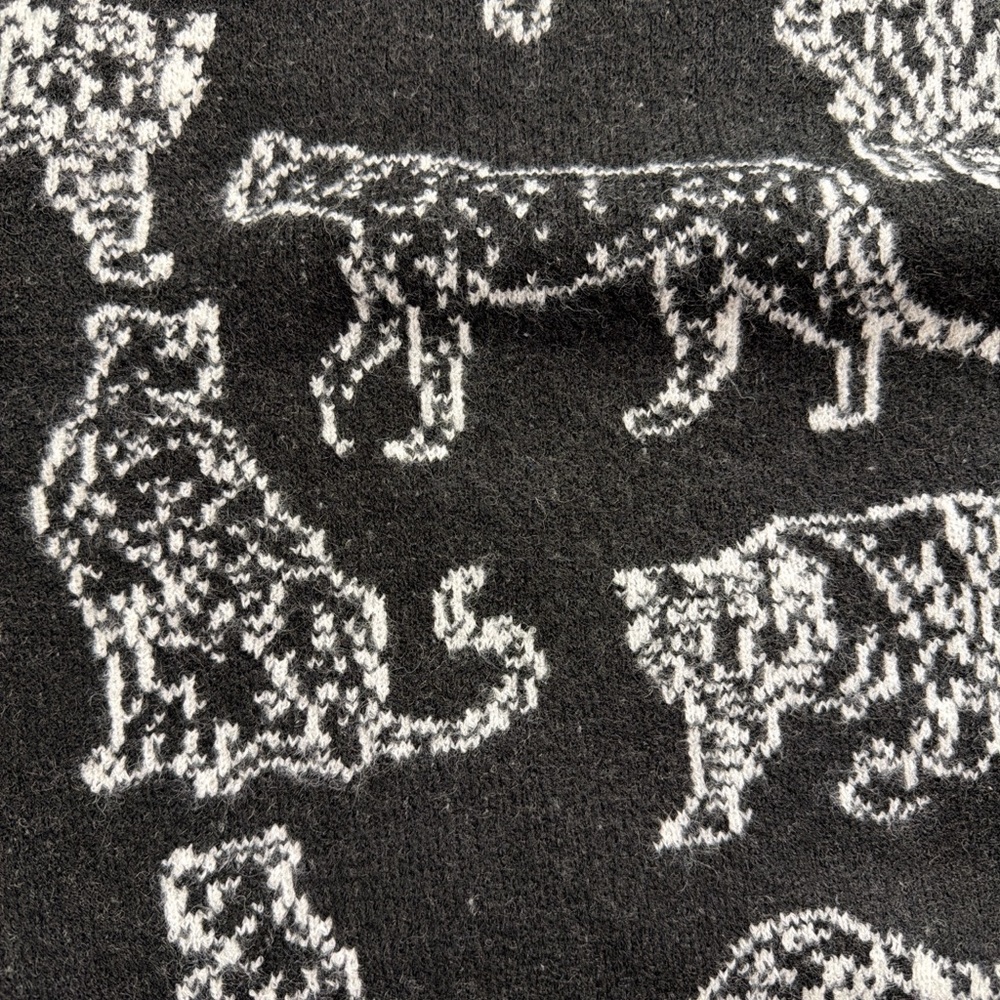 NWT Faith & Zoe Wool Blend Leopard Jaguar Print Sweater Black White Large - Picture 5 of 5